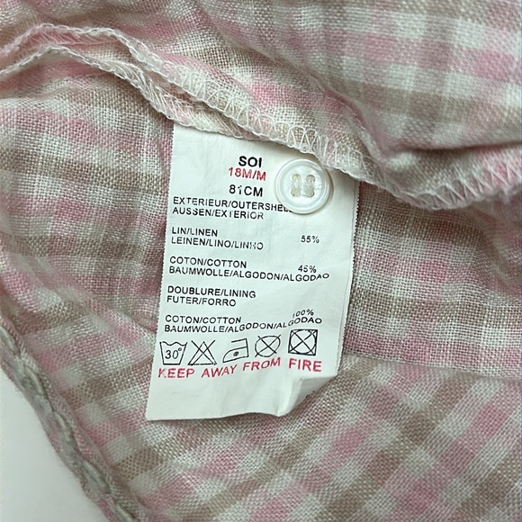 Jacadi Paris Peter Pan collar plaid romper with rosette size 18 months - Picture 6 of 10